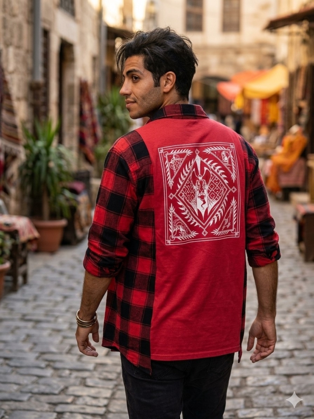 OOAK Disney & Vans Red and Black Flannel Aladdin's Jafar Graphic Tee Oversized